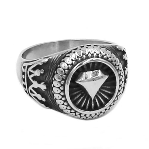 Stainless Steel Carved Diamond Ring Silver Wedding Ring Biker Ring SWR0704 - Click Image to Close